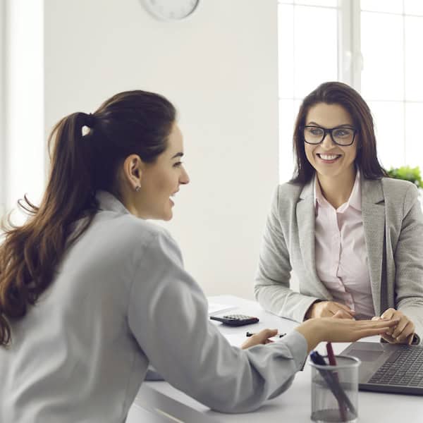 Woman interviewing for job